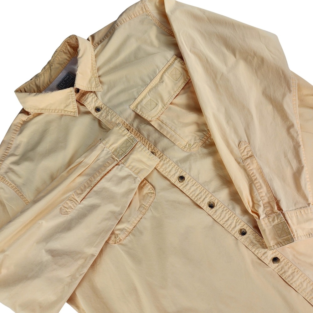 L.L.Bean Fishing Shirt Mens XL Tall Yellow Vented Outdoor Hiking Cotton